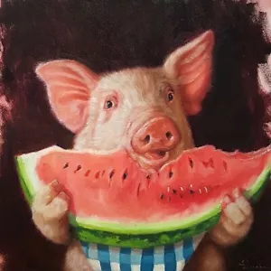 Pig Out von Lucia Heffernan Bild Größe 16" x 16" - Bild 1 von 1