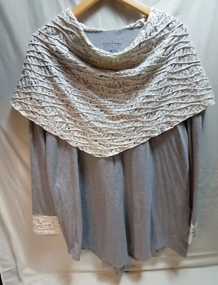 Новый неоновый Будда кружева капот шеи туника верхний серый ассиметричный Lagenlook эластичной XL - Изображение 1 из 4