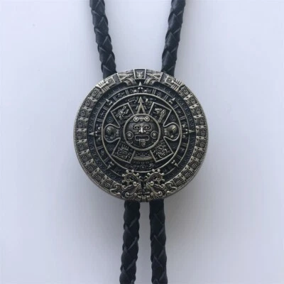 New Original Antique Bronze Plated Aztec Calendar Wedding Bolo Tie - Image 1 of 4
