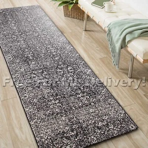SULIS MEDALLION CHARCOAL BLACK TRADITIONAL RUG RUNNER (XL)80x500cm *FREE DELIVER - Bild 1 von 5