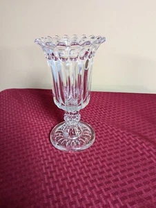 Vintage Victorian Glass Clear Colorless Tulip Scalloped  Footed Celery Vase - Picture 1 of 8