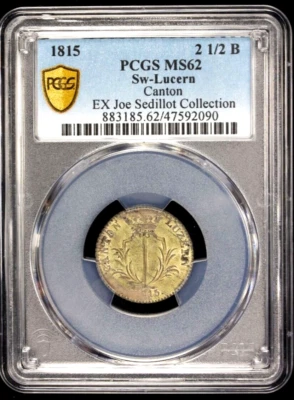 1815 Switzerland Luzern Canton 2 1/2 Batzen, PCGS MS 62, KM-110, Lucerne - Image 1 of 2