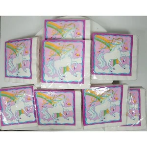 Vintage Rainbow Unicorn Luncheon Paper Napkins Pink 8 packs of 16 New Unopened - Picture 1 of 9