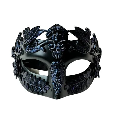 Venetian Greek Roman Warrior Egyptian Men masquerade mask (Special Black & Blue) - Image 1 of 4
