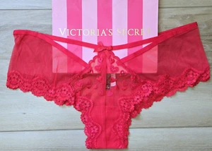 NWT Victoria's Secret Red Sheer Lace Mesh Hearts Strappy Cheeky Panties Bow M - Picture 1 of 3