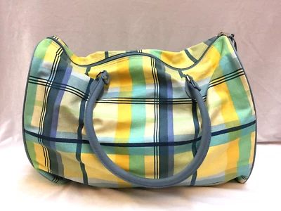 1 pc Travel Bag Weekend Sports Tote Overnight Travel Duffle Bag Pastel Plaid - Image 1 of 4