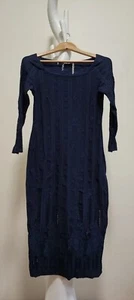 MOSS & SPY Bodycon Eyelet Lace Fiorella Jersey Dress in Navy, Size 8 Figure - Picture 1 of 7