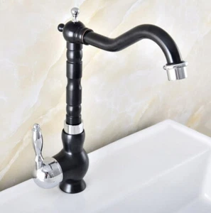 Black Silver Brass Single Handle Bathroom Sink Vessel faucet Basin Mixer Tap - Picture 1 of 7