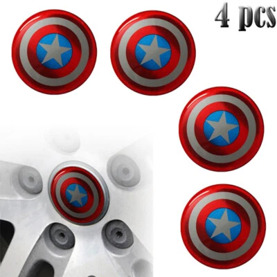 4 pegatinas emblema tapacubos centro volante coche logotipo Capitán América 55 mm Foto 1 de 4
