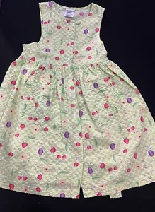 Abito vintage OskKosh B’Gosh frutta bambina 6 fragole ciliegia margherita fiore prugna - Foto 1 di 18
