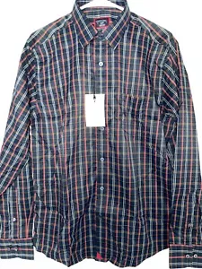 UNTUCKIT Herren L Slim Fit Valencay Langarm Navy Kariert Sport Performance Hemd - Bild 1 von 7