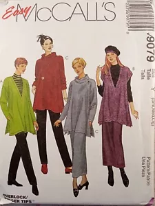 McCALLs 9079 De Colección Años 90 Túnica Pantalón Grande Falda Pullon SIN CORTAR Patrón SML MED LRG - Imagen 1 de 8
