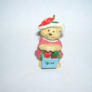1993 Hallmark Ornament Momma Bear in Hat Beads and Dress - Picture 1 of 1