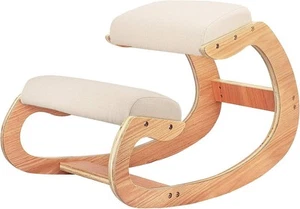 VEVOR Ergonomic Kneeling Chair Wooden Comfortable Thick Cushion Fabric Posture - Picture 1 of 5