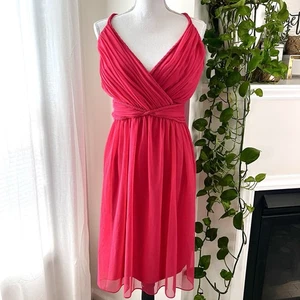 Gorgeous Calvin Klein Pink Chiffon Fit & Flare Flowy Ruched Dress - Size 20W - Picture 1 of 8