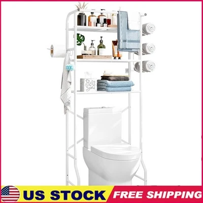 Estante organizador de baño de 3 niveles de metal para almacenamiento de inodoro con soporte de papel nuevo Foto 1 de 4