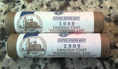 2009 P & D Lincoln Professional Life Cent Coins in Unopened Mint Roll - Image 1 of 2