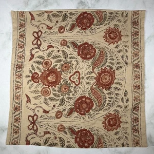 Pottery Barn quadratischer Kissenbezug aus Baumwolle mit Blumenstickerei braun beige - Bild 1 von 9