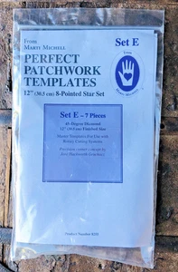 Marti Michell Perfect Patchwork Template Set E 12" 8 Pointed Star 7 Peices 8255 - Picture 1 of 9