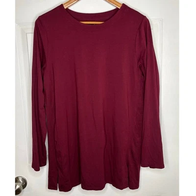 Túnica de algodón J. Jill para mujer mediana de lujo Supima costura delantera top manga larga Foto 1 de 4