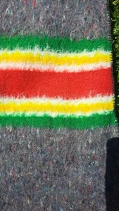 100% Wool Blanket Throw Grey Multicolored India Approx 78" X 58" Bright Stripes - Picture 1 of 5