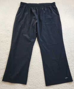 Champion Athletic Cropped Capri Pants L Black Zip Pockets Pull On Elastic Waist - Picture 1 of 11