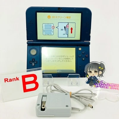 Consola Nintendo 3DS LL XL Azul Metálico Rango B y Adaptador de CA 1 Día Envío 0736 Foto 1 de 4