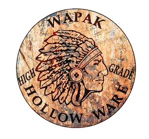 VINTAGE DISTRESSED WAPAK HOLLOW WARE CAST IRON SKILLET COOKWARE STICKER DECAL - Picture 1 of 1
