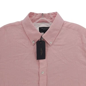 NWT RAG & BONE Fit 2 Tomlin Shirt Pink Herringbone Lightweight Slim MEDIUM - Picture 1 of 9