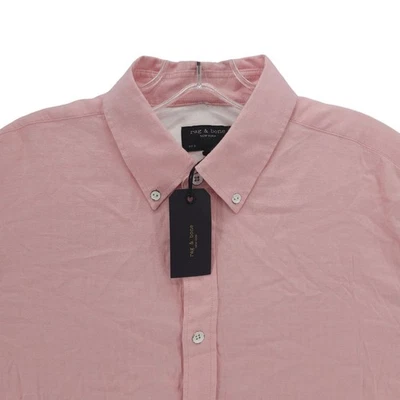 NWT RAG & BONE Fit 2 Tomlin Shirt Pink Herringbone Lightweight Slim MEDIUM - Image 1 of 4