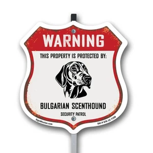 Warning Property Protected by Bulgarian Scenthound Made Shield Sign With Stake - Picture 1 of 14