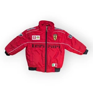 FERRARI Vodafone Shell Racing Kid Jacket Size 104 Red Vintage 90s - Picture 1 of 12