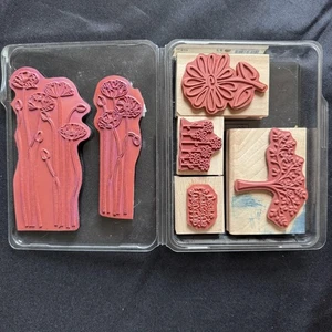 Vintage Stampin' Up Gummi Holz Stempel Set Blumen Freundschaft Natur Baum Lot - Bild 1 von 4