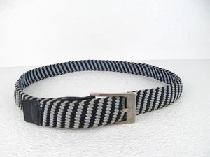 ETRO Herren Gürtel gestreift dunkelblau Stoff Lederbesatz Größe 105/42 - Bild 1 von 6