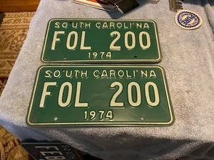 1974 South Carolina Matching Pair License Plate Plates FOL 200 - Picture 1 of 4