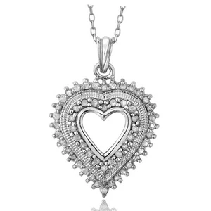 925 Silver 1/2ct Diamond Heart Necklace (J-K-I3) - Picture 1 of 3