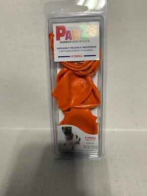 НОВЫЕ оранжевые резиновые сапоги для собак, XSmall упаковка 12 шт., многоразовые водонепроницаемые от PawZ - Изображение 1 из 2