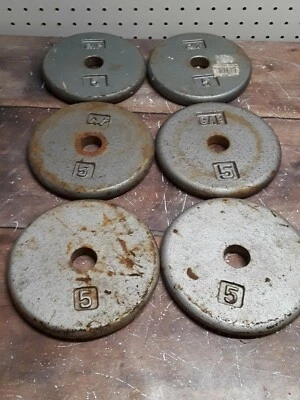 6x 5 lb. Barra de peso estándar de 4 tapas y 2 placas de peso sin marca de 1", 30 libras TOTAL 1 pulgada Foto 1 de 3
