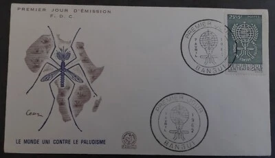 1962 Central African Rep. Malaria Eradication FDC 30fr stamp cd Bangui Foto 1 de 2
