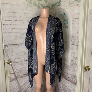 Jessica Simpson Maternity Women Kimono Top Size OS  Black & Blue Floral Chiffon - Picture 1 of 12