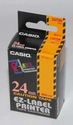 FITA DE CUIDADO - AMARELO/PRETO com TINTA VERMELHA 24mm Cartucho de Impressora de Etiquetas CASIO EZ - Imagem 1 de 4