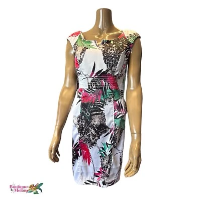 Vestido ceñido al cuerpo con estampado floral de animales Xoxo mangas vintage para mujer talla 10 Foto 1 de 4