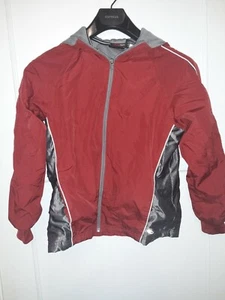 Boys Tek Gear Brand M (10/12) Thin Red Zip Up Hooded Cuffed Sleeve Jacket Coat - Picture 1 of 10