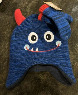 NEW Toddler Boys Pompom Hat Peruvian Style w 2 Mittens Set - 2t-4t - Image 1 of 4