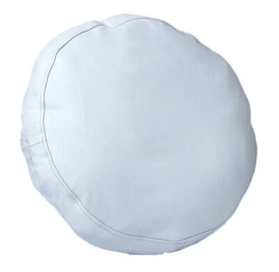 Genuine White Sheepskin Round Decorative Throw Home Decor Leather Cushion Cover - Image 1 of 4