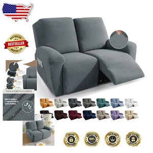 Light Gray Stretch Recliner Slipcover with Storage Pocket - 6-Piece - Picture 1 of 9