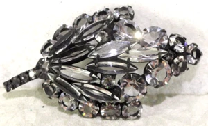VINTAGE WUNDERSCHÖNER SCHREINER-STIL OFFENE RÜCKSEITE ~ FLACH RAUCHIG RS GEWÖLBTE BLATTBROSCHE PIN - Bild 1 von 3