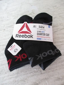 Reebok TODDLER Boys Black Socks 6 Pack Quarter Cut Shoe Size Small 4-8 - Picture 1 of 2