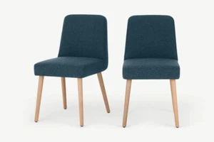 Made.Com Set Of 2 Adams Dining Chairs In Orleans Blue Brand New - Picture 1 of 6