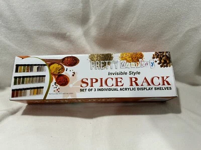 Prateleiras de acrílico transparente 3 peças 15" para rack de especiarias * Montadas na parede com extremidades abertas * Novas - Imagem 1 de 4
